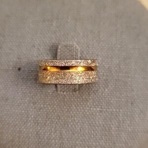 GLITTER Stardust Two Tone Stainless Steel Wedding Band